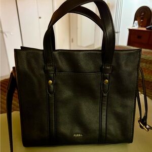 Fossil Black Leather Tote